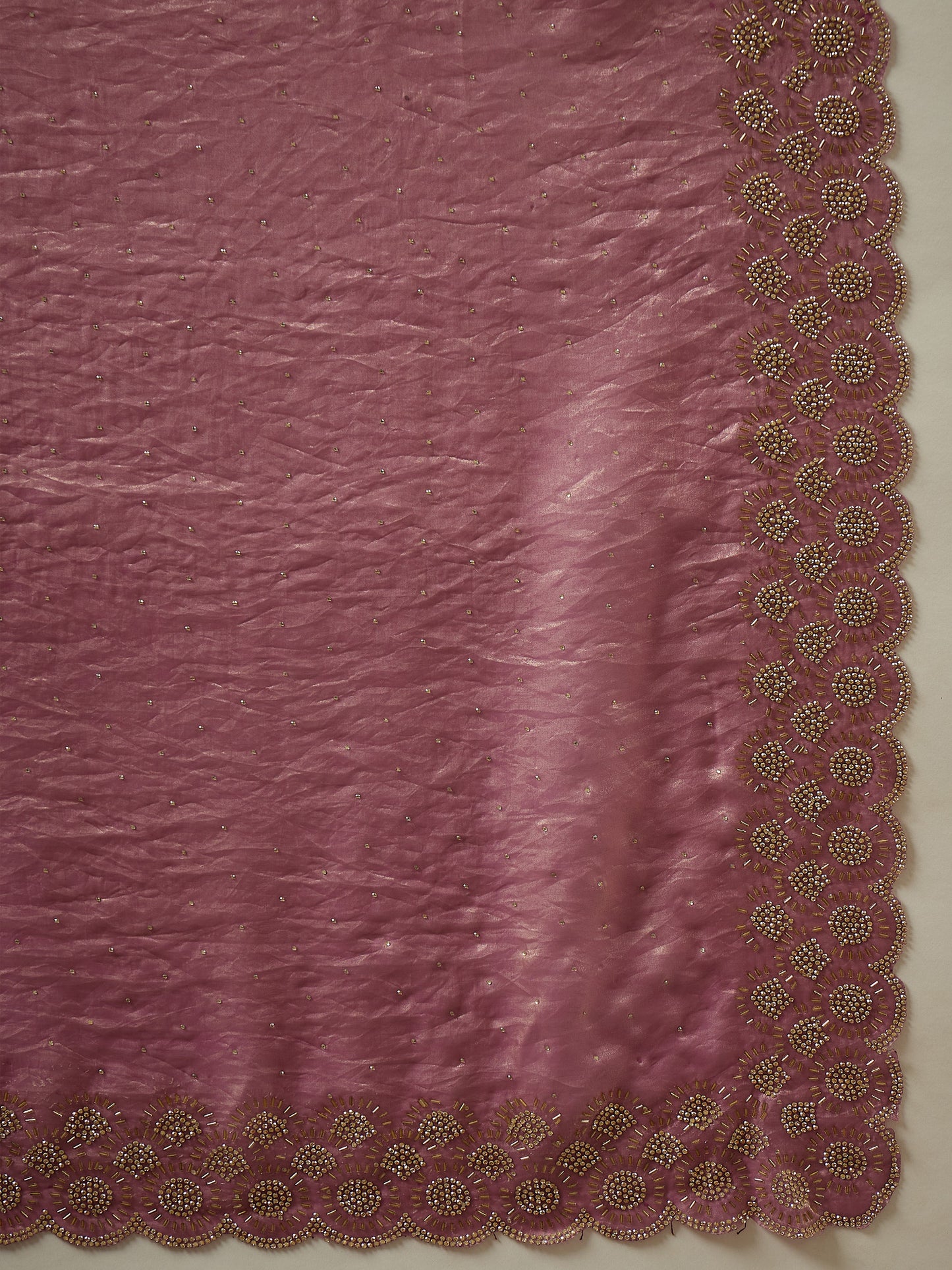 Women's Satin Silk Mauve Embellished Designer Saree With Blouse Piece