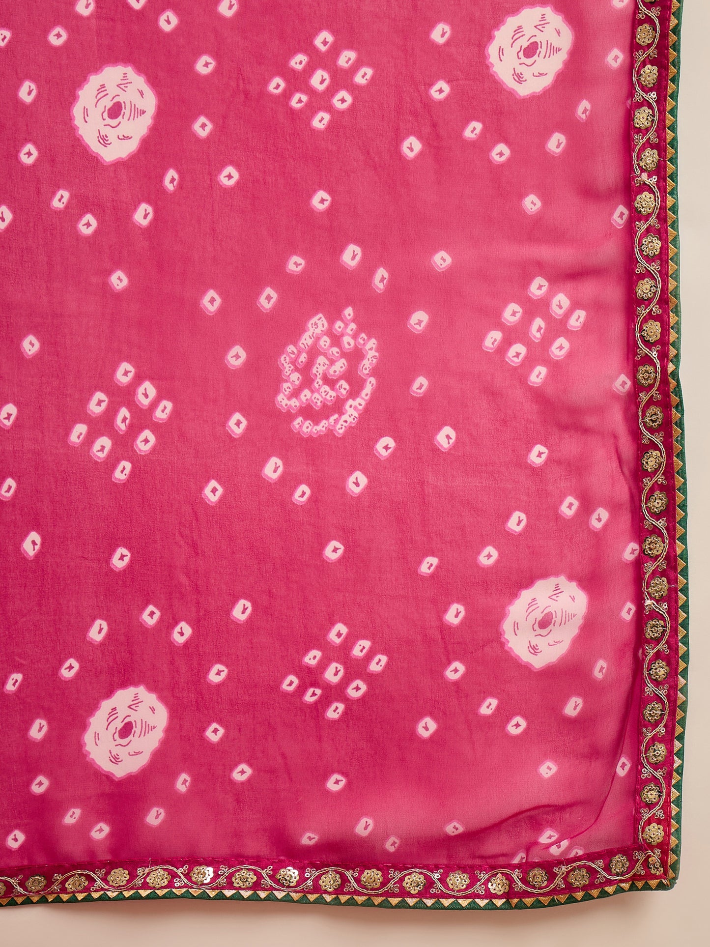 Women's Georgette Pink Printed Designer Saree With Blouse Piece
