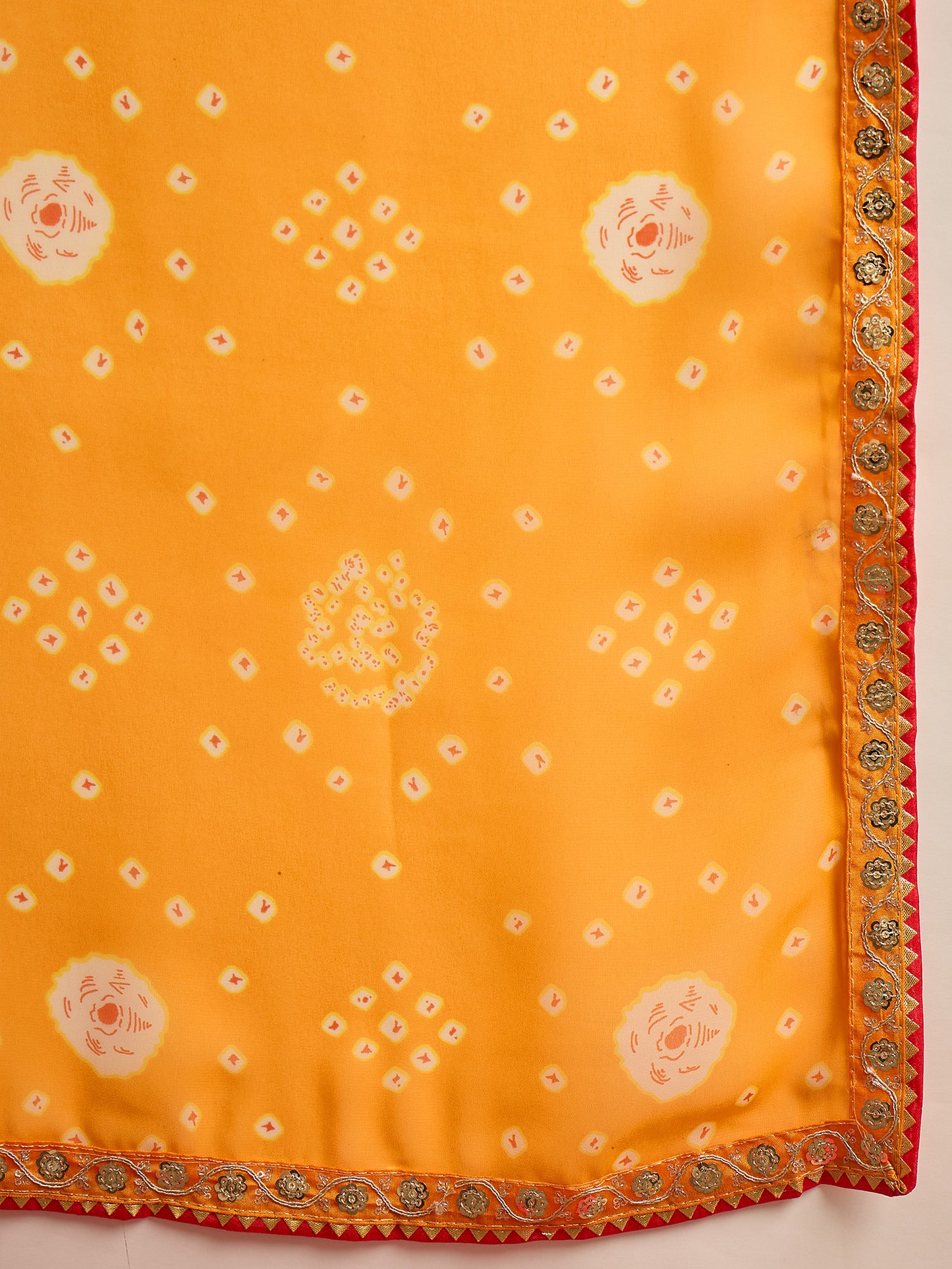 Women's Georgette Yellow Printed Designer Saree With Blouse Piece