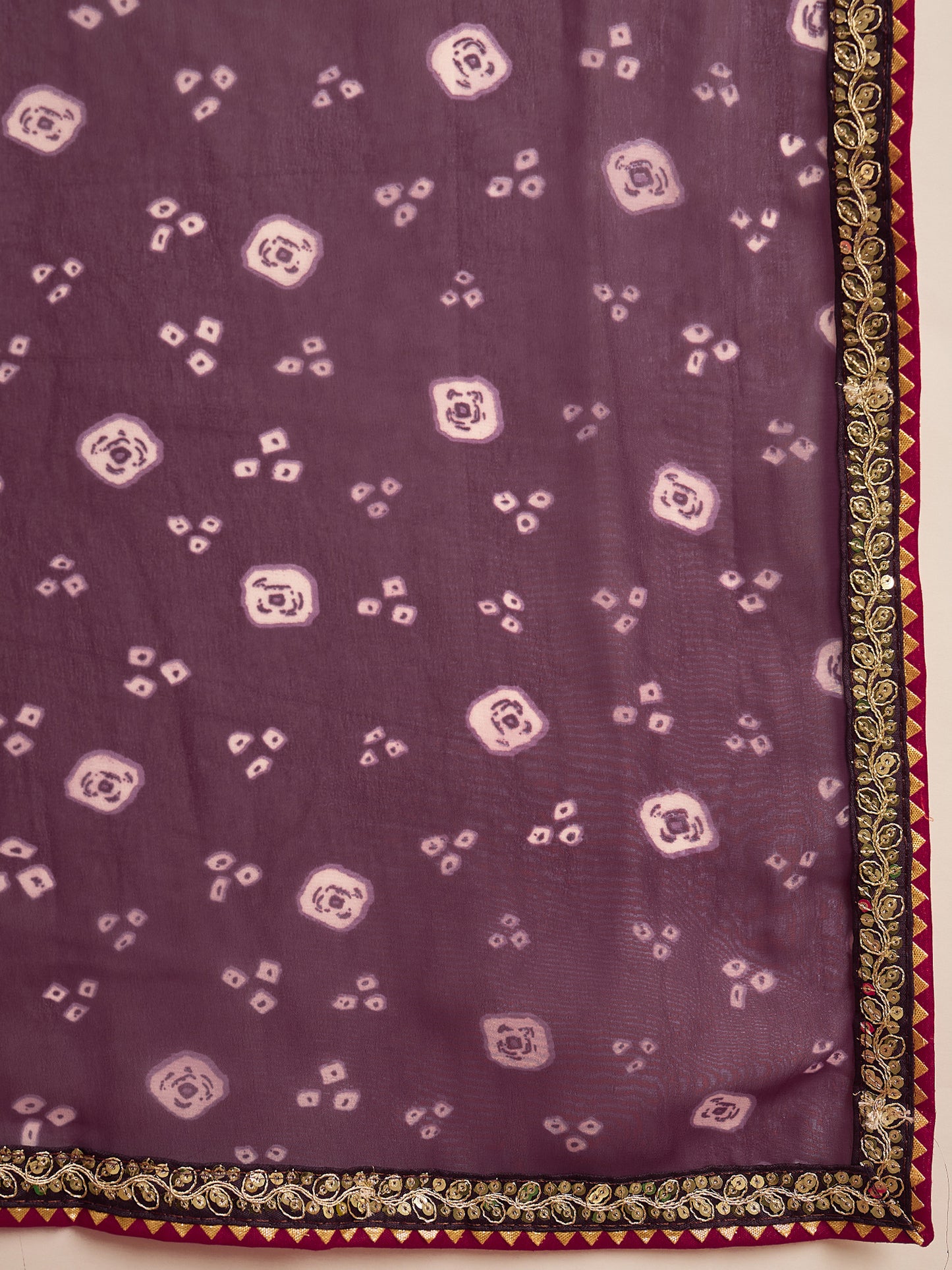 Women's Georgette Purple Printed Designer Saree With Blouse Piece