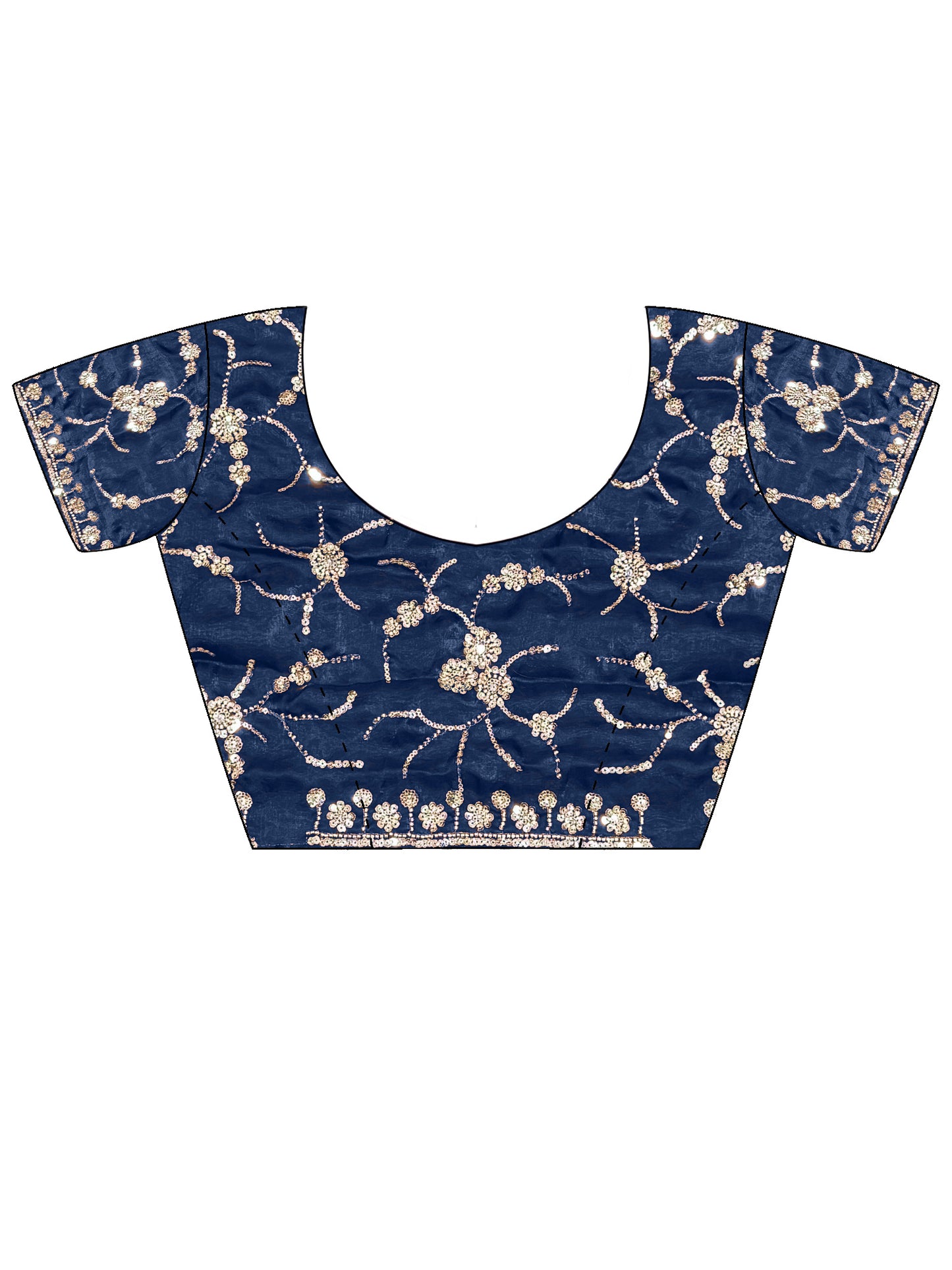 Women's Satin Blue Embellished Designer Saree With Blouse Piece