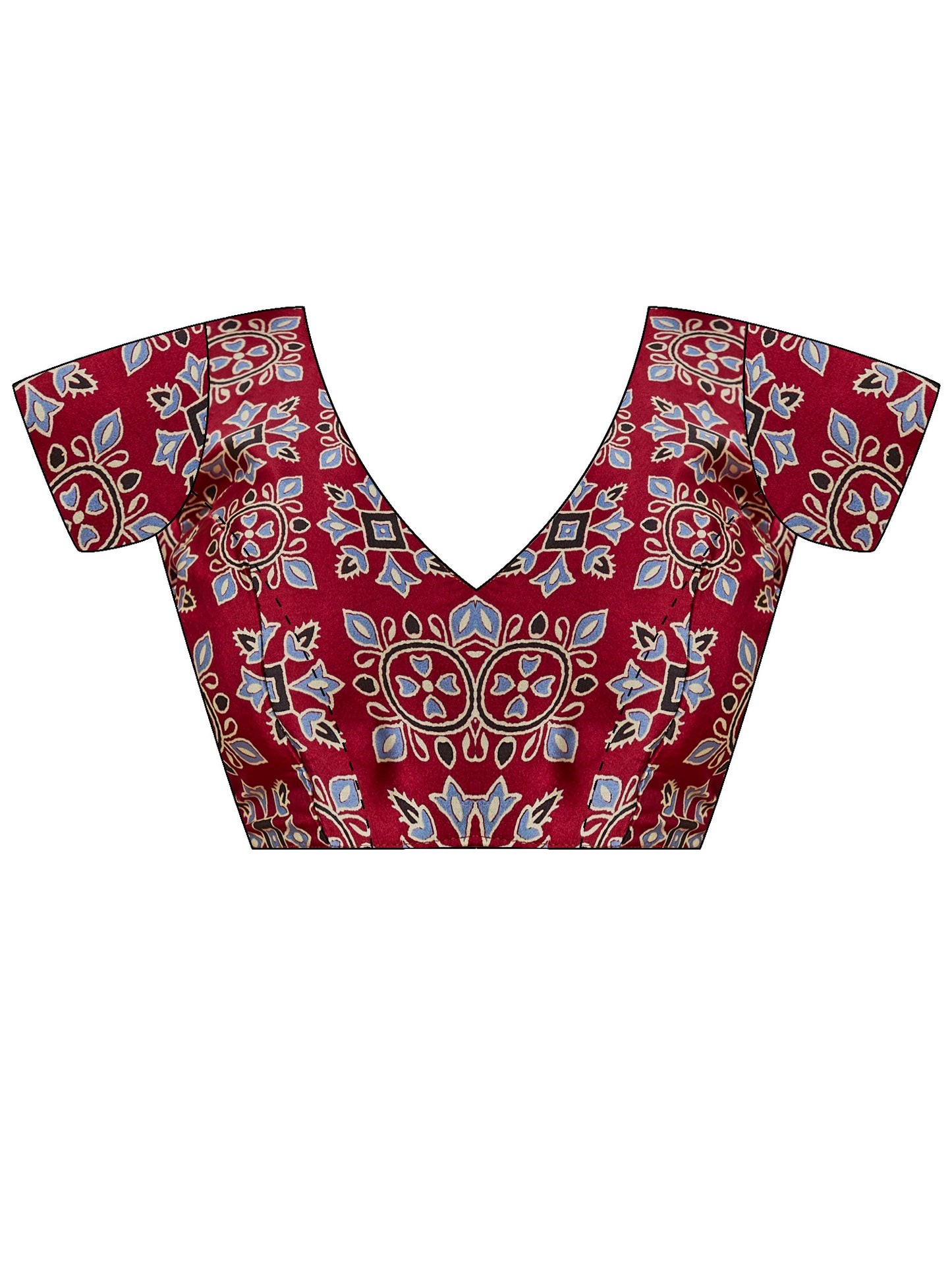 Women's Satin Maroon Printed Designer Saree With Blouse Piece