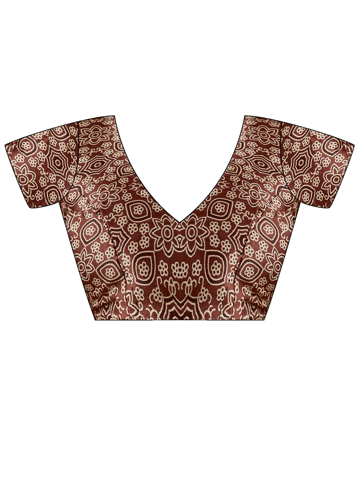 Women's Satin Coffee Brown Printed Designer Saree With Blouse Piece