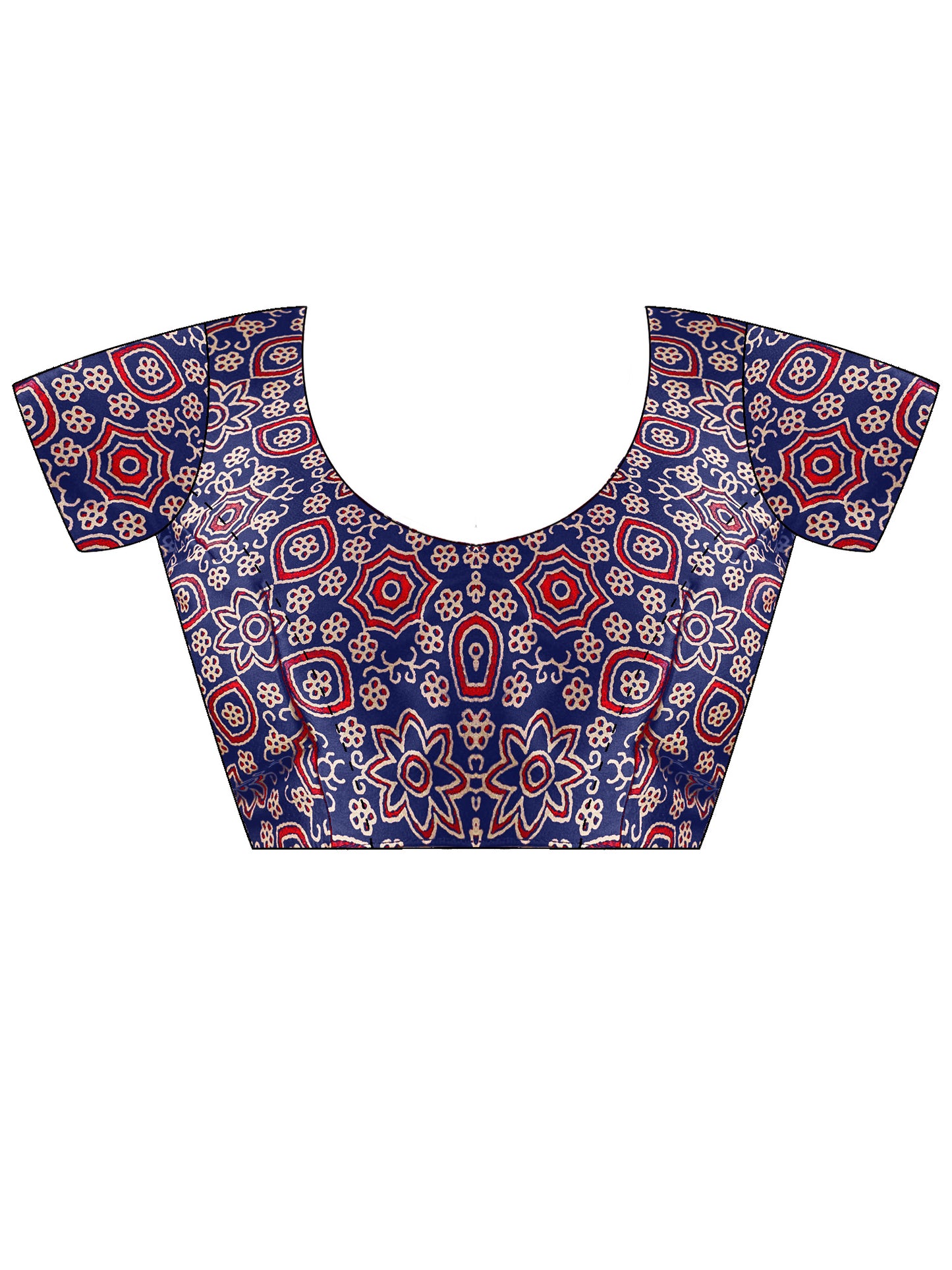 Women's Satin Blue Printed Designer Saree With Blouse Piece