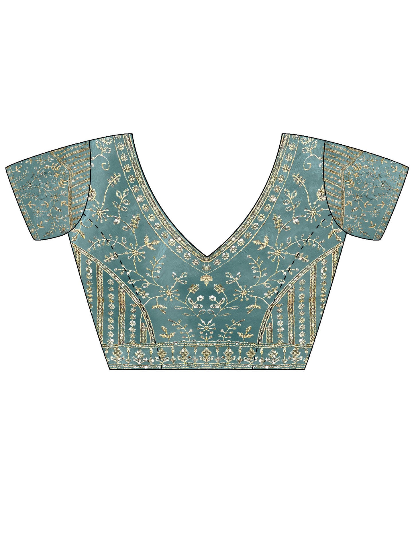 Women's Satin Light Blue Embellished Designer Saree With Blouse Piece