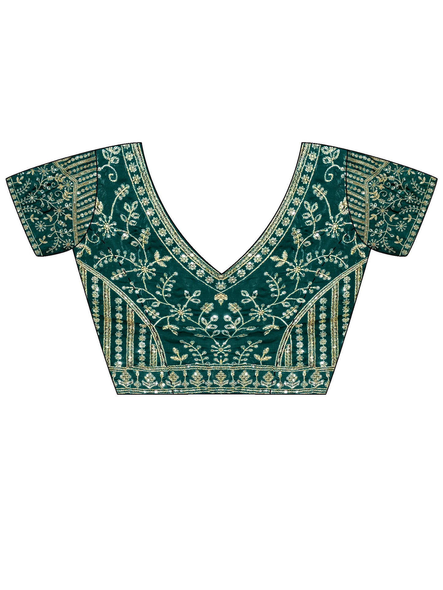 Women's Satin Teal green Embellished Designer Saree With Blouse Piece