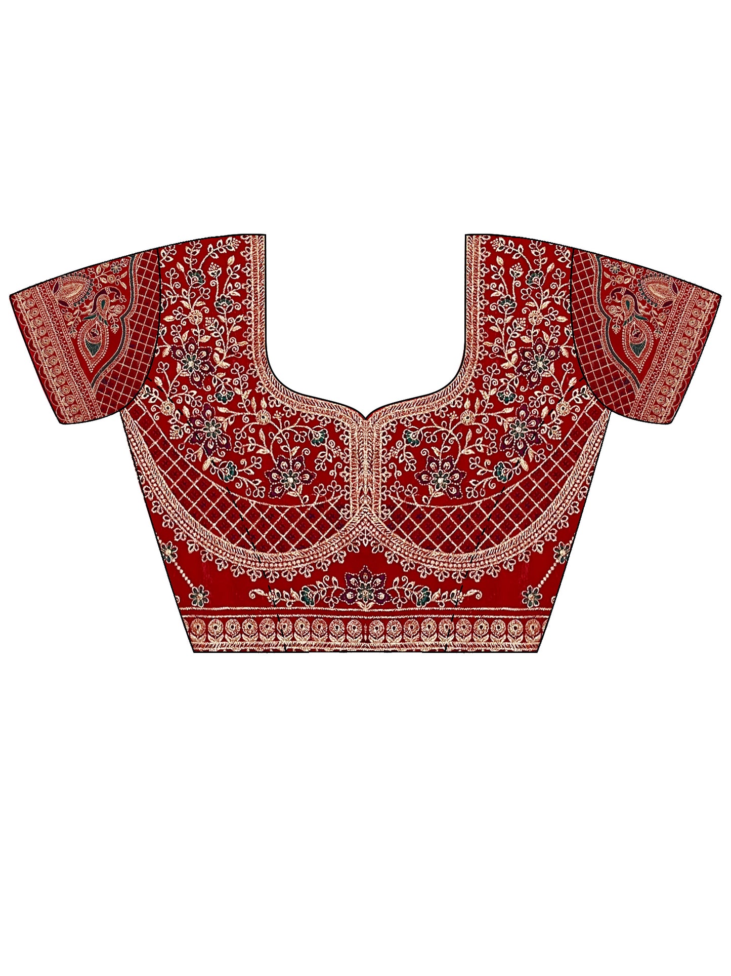 Women's Satin Wine Zari Embroidered Designer Saree With Blouse Piece