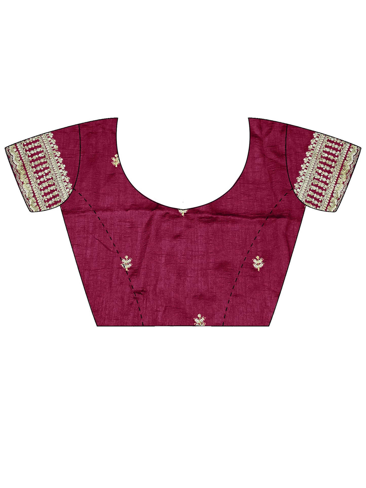Women's Vichitra Silk Magenta Zari Embroidered Designer Saree With Blouse Piece