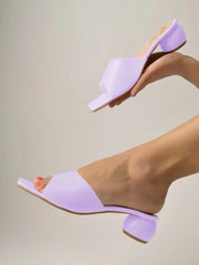 Shoetopia - Clear Strap Solid Purple Block Heels For Women & Girls