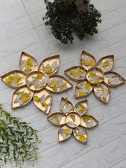 Gold-Toned 3 Pieces Flower Shape Urli Bowls