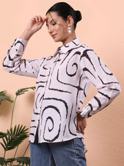 women opaque printed casual shirt