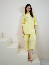 embroidered pure cotton shirt collar shirt with trousers co ords 2