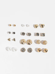 SOHI - Pack of 12 Gold Plated Designer Studs