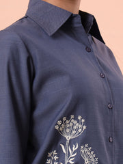 trendy embroidered long sleeve shirt