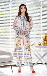 Modestt - White Base Multicolour Lawn Print Kurta Set