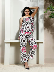 athena printed linen smocked top with trousers co ords 1