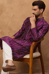 purple silk blend geometric printed straight kurta