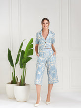 athena printed lapel collar top with palazzo co ords 1