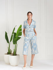 athena printed lapel collar top with palazzo co ords 1