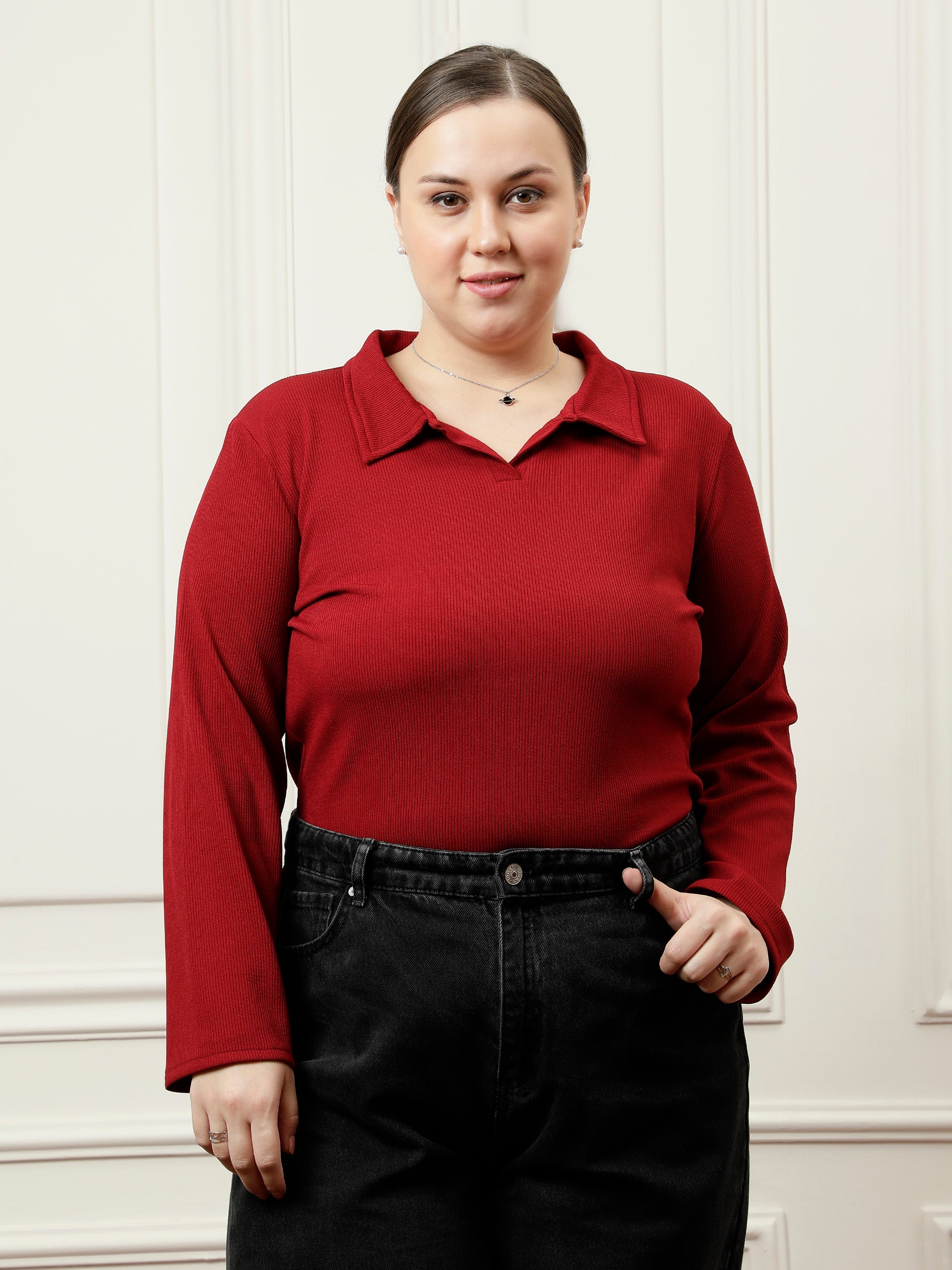 athena ample maroon regular blouson top