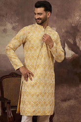 yellow viscose rayon solid embroidered straight kurta with trouser