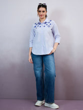 shally bhasin by athena spread collar embellished standard relaxed fit cotton shirt