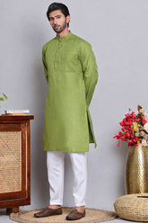 جومبرز - طقم كورتا قطني سادة للرجال (JOKP 5144Olive)