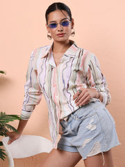 flex fit oversized relaxed opaque printed casual shirt