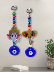 Set of 2 Ganesha Face Evil Eye Door Wall Hanging