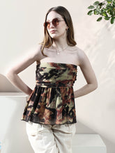 tie and dye print off shoulder net peplum top