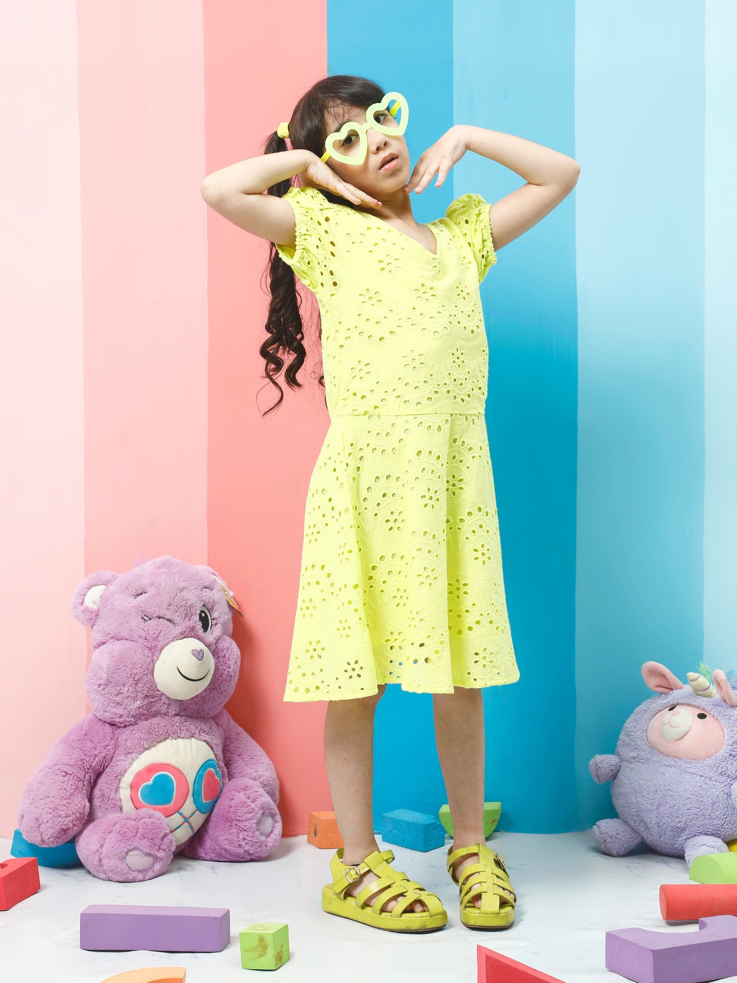 athena girl puff sleeve fit flare dress 1