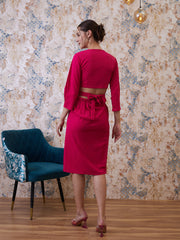 athena fuchsia top with slip on skirt