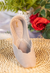 Women Gray Velvet Plain Flat