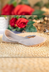 Women Gray Velvet Plain Flat