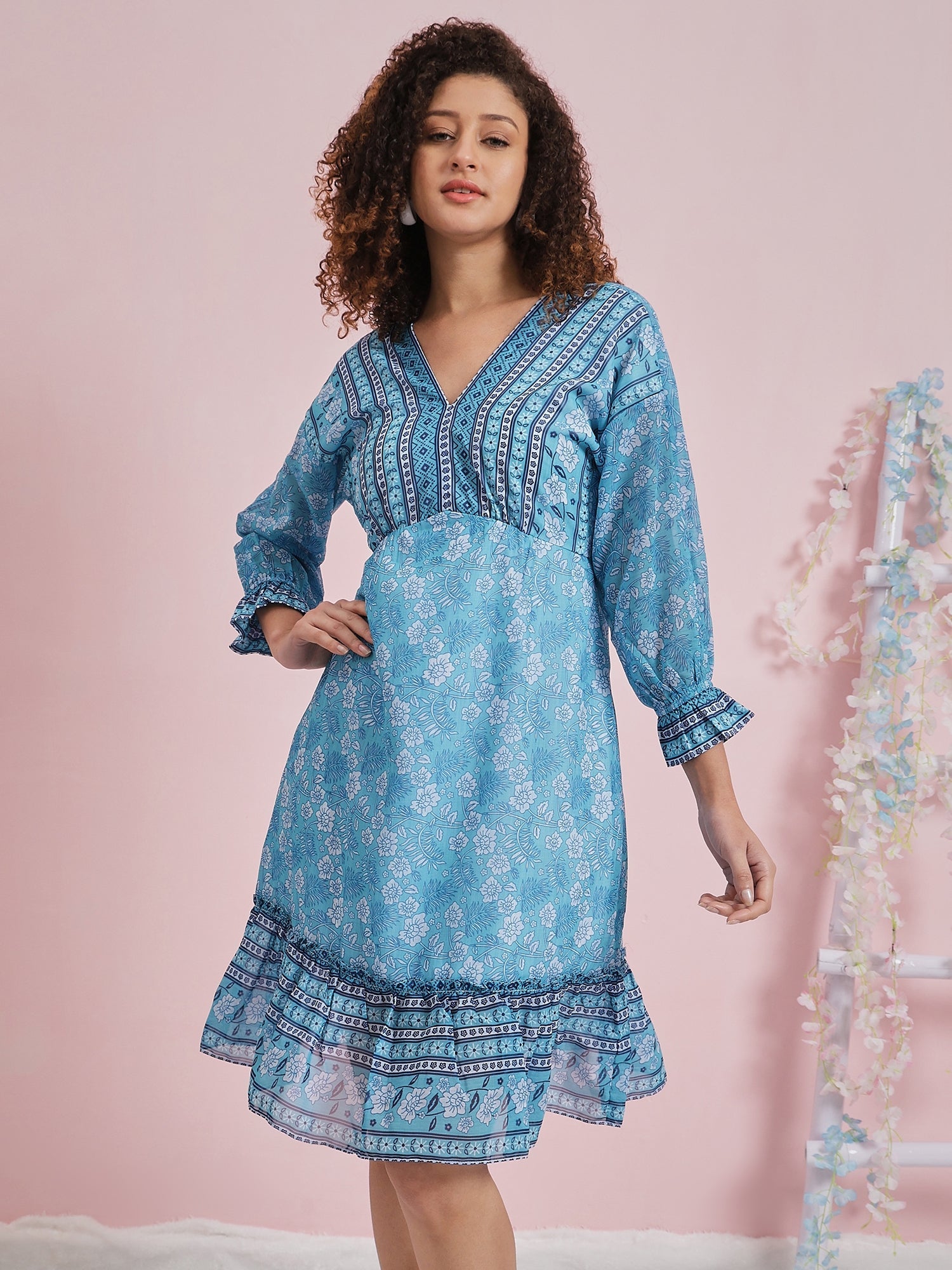 athena floral printed georgette dress