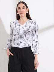 floral printed v neck top