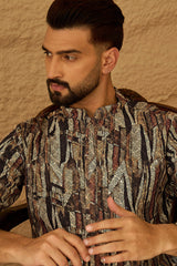 black viscose rayon abstract printed straight kurta with trouser