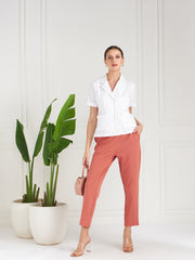 athena women pink relaxed straight leg fit pleated trousers 1