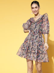 athena yellow ruffle organza dress