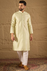 green silk blend solid embroidered straight kurta with trouser