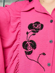 shally bhasin by athena women floral embroidered batwing sleeve blouson top 1