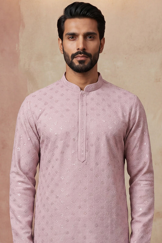 Purple Viscose Rayon Solid Embroidered Straight Kurta MKU1583
