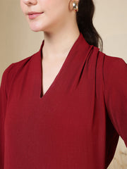 womens v neck long sleeve elegant solid top 1