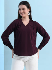 casual puff sleeves solid women top 5