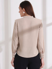 womens stylish mandarin collar solid formal shirt 2