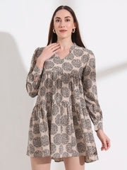 floral printed tailored fit flare dress