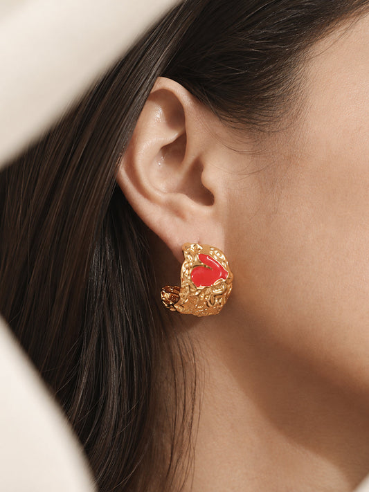 The Crimson Heart Hoop Earrings