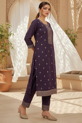 purple silk blend ethnic motifs stoning straight kurta trouser with dupatta