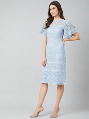 athena blue self design sheath dress