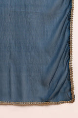 silk blend teal embroidered straight kurta pant with dupatta